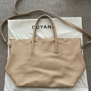 Cuyana tan cream leather shoulder crossbody bag with strap